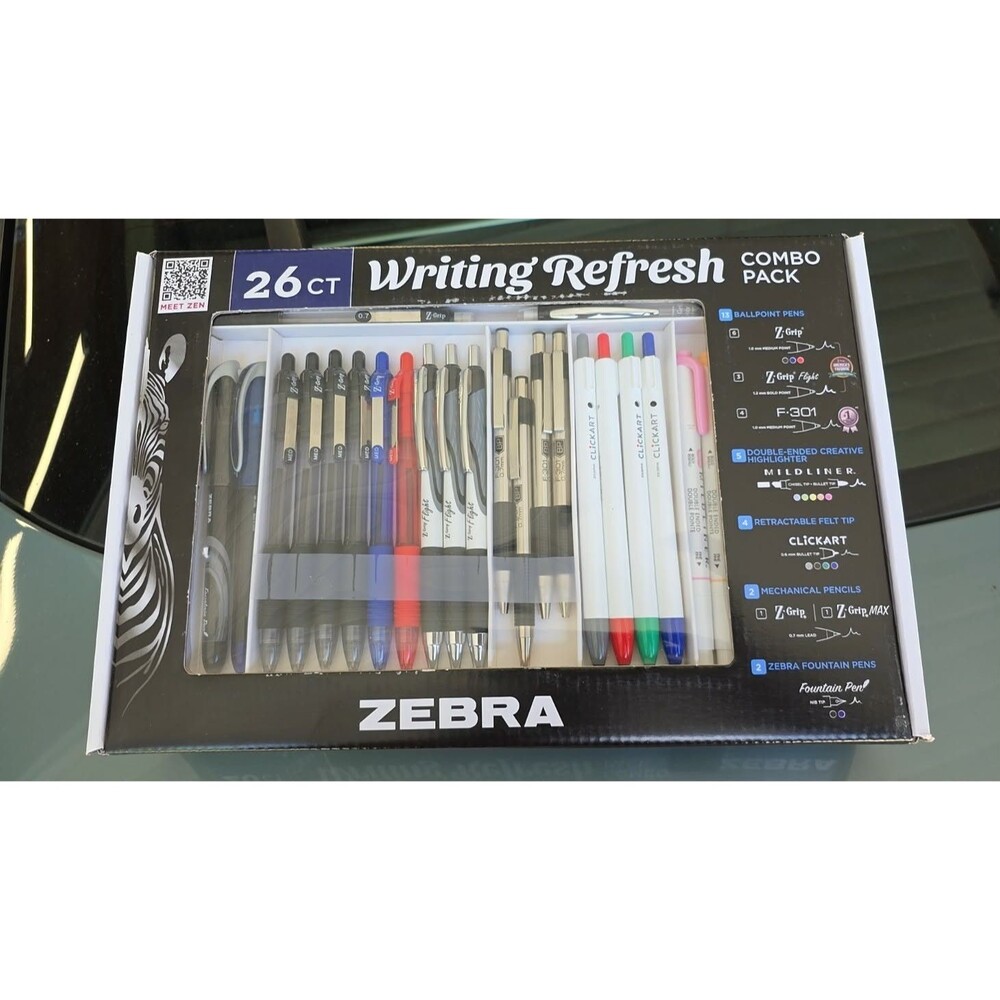 Zebra Writing Refresh Combo 26ct Pens Mildliners Highlighter Mechanical Pencils